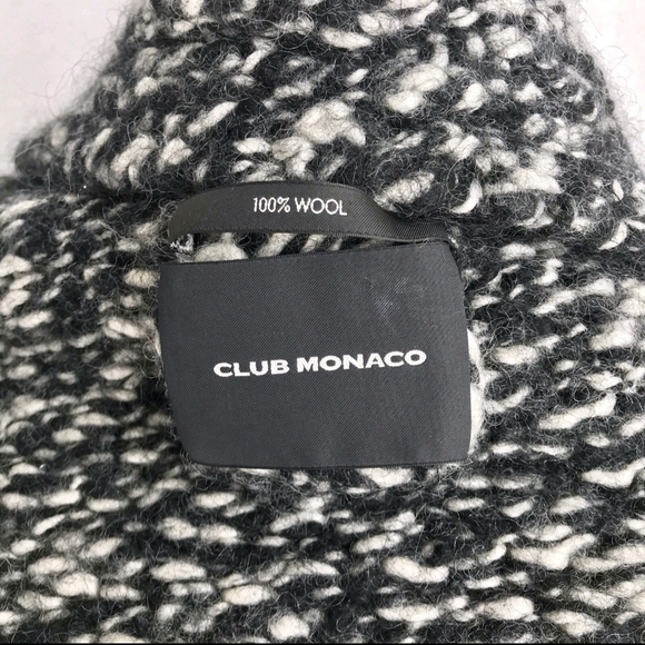 Club Monaco Women’s Wool Black White Thick Knit Zip Up Cardigan/jacket Medium - Picture 11 of 12